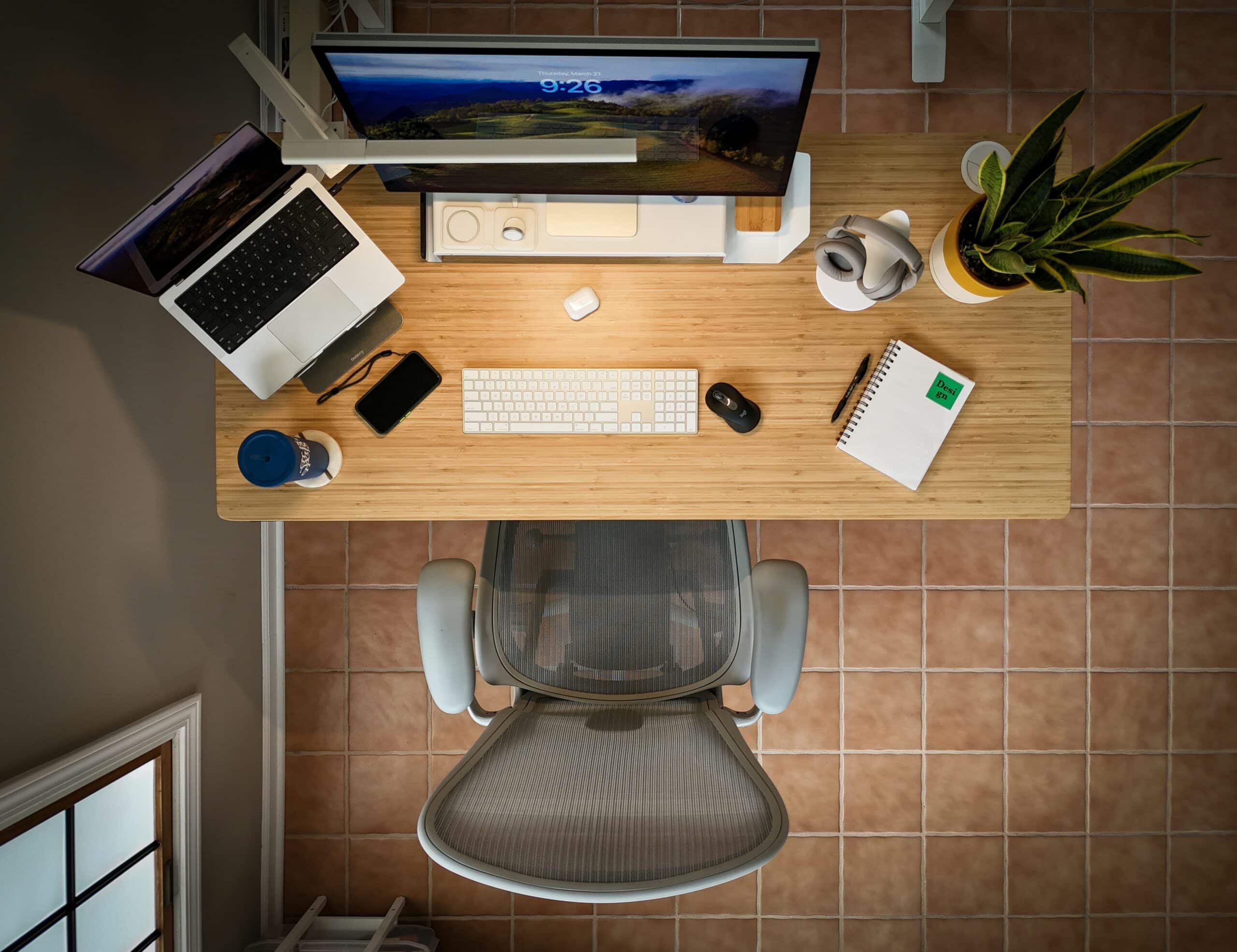 overhead picture of a home office