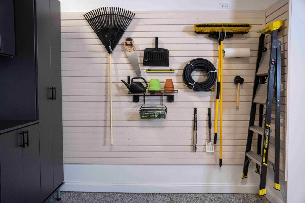 garage wall rack and storage cabinets