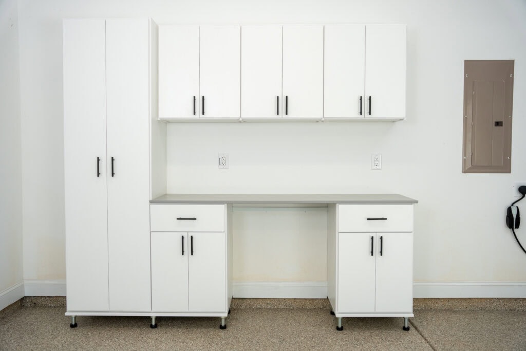 garage cabinets with white finish